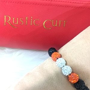 RUSTIC CUFF BRACELET BLACK, ORANGE WHITE